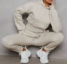 Load image into Gallery viewer, Stone Long Sleeve Cropped Fleece Hoodie &amp; Cuffed Joggers
